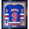 Framed Autographed/Signed Adam Graves 35x39 New York Blue Hockey Jersey Beckett BAS COA by Hall of Fame Sports Memorabilia