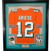 Framed Autographed/Signed Bob Griese 35x39 Miami Orange Football Jersey JSA COA by Hall of Fame Sports Memorabilia