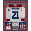 Framed Autographed/Signed Guy Carbonneau 35x39 Montreal White Hockey Jersey JSA COA by Hall of Fame Sports Memorabilia