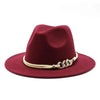 White Elegant Wide Brim Simple Hat Summer Women Lady Retro Wide Brim Hat Charming Fedora Hat Solid Color Fedoras Hat With Chain Men Women Cotton Comfortable Jazz Cap 56-58cm by Stevvex