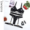 Ellolace Sensual Lingerie Women's Underwear Set Lace Delicate Erotic Bilizna Brief Sets Garters Transparent Seamless Sexy Outfit
