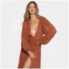Boho Clothing Bohemian Solid Color Deep v Neck High Split Lantern Sleeve Sexy Dress by Wild and Free Boutique