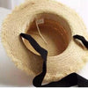 Vintage Straw Hat Women Wide Sun Protection Beach Hat Black And White Ribbon Bowknot Cute Design Straw Cap Women Elegant Summer Hat Beach Fedoras Casual Ladies Flat Top Hat by Stevvex