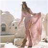 Boho Clothing Bohemian Solid Color Deep v Neck High Split Lantern Sleeve Sexy Dress by Wild and Free Boutique