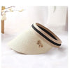 Vintage Women's Sun Hats Handmade Straw Visor Caps Fashionable Adult Sun Beach Top Hats Cute Bowknot Design Fashion Summer Women's Casual Caps Straw Hats Parent-Child Summer Hat Empty Top Beach Hat by Stevvex