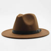 Vintage Winter Autumn Woolen Women Men Belt Buckle Fedora Hat Classic Wide Brim Floppy Hat Retro Warm Top Hat Vintage Cap Women Fedoras Durable Hat by Stevvex