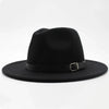 Vintage Winter Autumn Woolen Women Men Belt Buckle Fedora Hat Classic Wide Brim Floppy Hat Retro Warm Top Hat Vintage Cap Women Fedoras Durable Hat by Stevvex