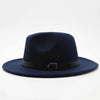 Vintage Winter Autumn Woolen Women Men Belt Buckle Fedora Hat Classic Wide Brim Floppy Hat Retro Warm Top Hat Vintage Cap Women Fedoras Durable Hat by Stevvex