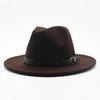 Vintage Winter Autumn Woolen Women Men Belt Buckle Fedora Hat Classic Wide Brim Floppy Hat Retro Warm Top Hat Vintage Cap Women Fedoras Durable Hat by Stevvex
