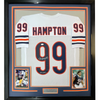 Framed Autographed/Signed Dan Hampton 35x39 HOF 2002 Chicago White Football Jersey JSA COA
