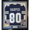 Framed Autographed/Signed Alvin Harper 35x39 2x SB Champ Dallas Blue Football Jersey JSA COA