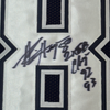 Framed Autographed/Signed Alvin Harper 35x39 2x SB Champ Dallas Blue Football Jersey JSA COA