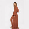 Boho Clothing Bohemian Solid Color Deep v Neck High Split Lantern Sleeve Sexy Dress by Wild and Free Boutique