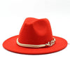 White Elegant Wide Brim Simple Hat Summer Women Lady Retro Wide Brim Hat Charming Fedora Hat Solid Color Fedoras Hat With Chain Men Women Cotton Comfortable Jazz Cap 56-58cm by Stevvex