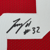 Framed Autographed/Signed TreVeyon Henderson 35x39 Ohio State Red College Football Jersey Beckett BAS COA
