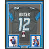Framed Autographed/Signed Hendon Hooker 35x39 Detroit Grey Football Jersey JSA COA