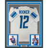 Framed Autographed/Signed Hendon Hooker 35x39 Detroit White Football Jersey Beckett BAS COA