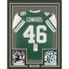 Framed Autographed/Signed Herman Herm Edwards 35x39 Philadelphia Green Football Jersey JSA COA