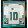 Framed Autographed/Signed Tyreek Hill 35x39 Miami White Football Jersey Beckett BAS COA by Hall of Fame Sports Memorabilia