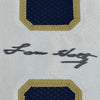 Framed Autographed/Signed Lou Holtz 35x39 Notre Dame Blue College Football Jersey JSA COA