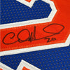 Framed Autographed/Signed Allan Houston 35x39 New York Blue Basketball Jersey PSA/DNA COA