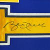 Framed Autographed/Signed Brett Hull 35x39 St. Louis Blue Yellow Numbers Hockey Jersey JSA COA by Hall of Fame Sports Memorabilia