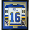 Framed Autographed/Signed Brett Hull 35x39 St. Louis White Hockey Jersey JSA COA by Hall of Fame Sports Memorabilia