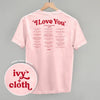 I Love You Book Quotes Back Print by Ivy + Cloth