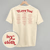 I Love You Book Quotes Back Print by Ivy + Cloth