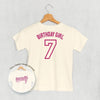 Birthday Girl Varsity #7 (Kids Back Print)