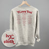 I Love You Book Quotes Back Print by Ivy + Cloth