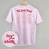 I Love You Book Quotes Back Print by Ivy + Cloth