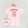 Birthday Girl Varsity #9 (Kids Back Print)
