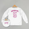 Birthday Girl Varsity #5 (Kids Back Print)