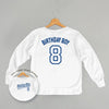 Birthday Boy Varsity #8 (Kids Back Print) by Ivy + Cloth