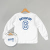 Birthday Boy Varsity #6 (Kids Back Print) by Ivy + Cloth