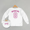 Birthday Girl Varsity #8 (Kids Back Print)