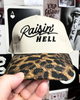 Raisin hell Leopard embroidered hat by Madness & Mayhem LLC