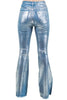 High Rise Metallic Blue Bell Bottom Jean -32" Inseam by Neon Spur