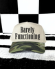 Barely functioning camo embroidered Hat by Madness & Mayhem LLC