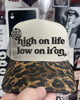 Low iron Leopard embroidered hat by Madness & Mayhem LLC