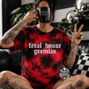Feral house gremlin embroidered tie dye T-shirt by Madness & Mayhem LLC
