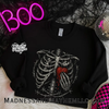 Bleeding heart ribcage Halloween crew neck sweatshirt by Madness & Mayhem LLC