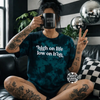 Teal low iron embroidered tie dye T-shirt by Madness & Mayhem LLC