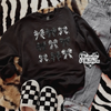 Checkered bow crew neck sweatshirt (finished product) by Madness & Mayhem LLC