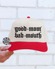 Good mom bad mouth embroidered red/nautral Hat by Madness & Mayhem LLC