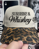 sunshine & whiskey Leopard embroidered hat by Madness & Mayhem LLC