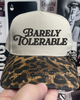 Barely tolerable Leopard embroidered hat by Madness & Mayhem LLC