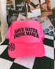 Neon pink drink margs embroidered Trucker Hat by Madness & Mayhem LLC