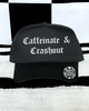 Caffeinate & crashout embroidered Black Hat by Madness & Mayhem LLC
